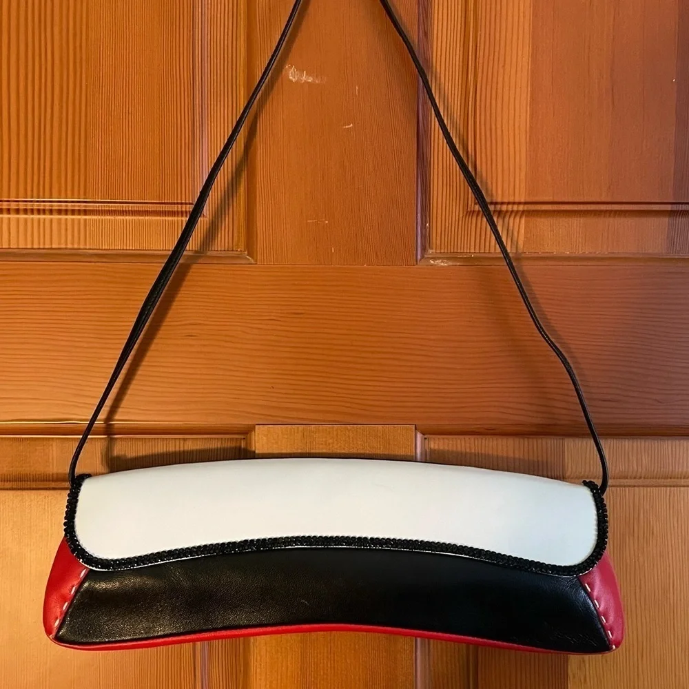 NEW Daniel Swarovski crystal embellished calfskin leather clutch—RARE, Vintage